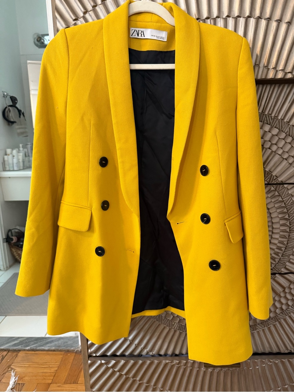Zara Bright Yellow Double-Breasted Blazer Jacket